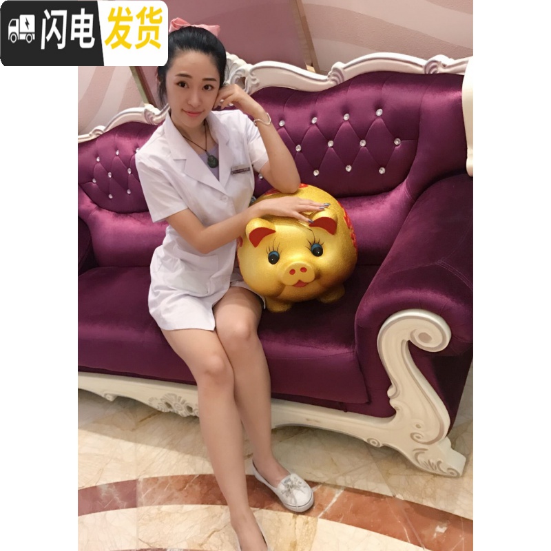 三维工匠抖音金猪储蓄罐儿童存钱罐大人用家用储钱猪不可取只进不出大容量 白瓷粉色猪-小号只进不出[单只]高清大图