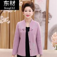 中老年女装2018秋冬装新款40-50岁中年妈妈装V领长袖直筒毛呢外套