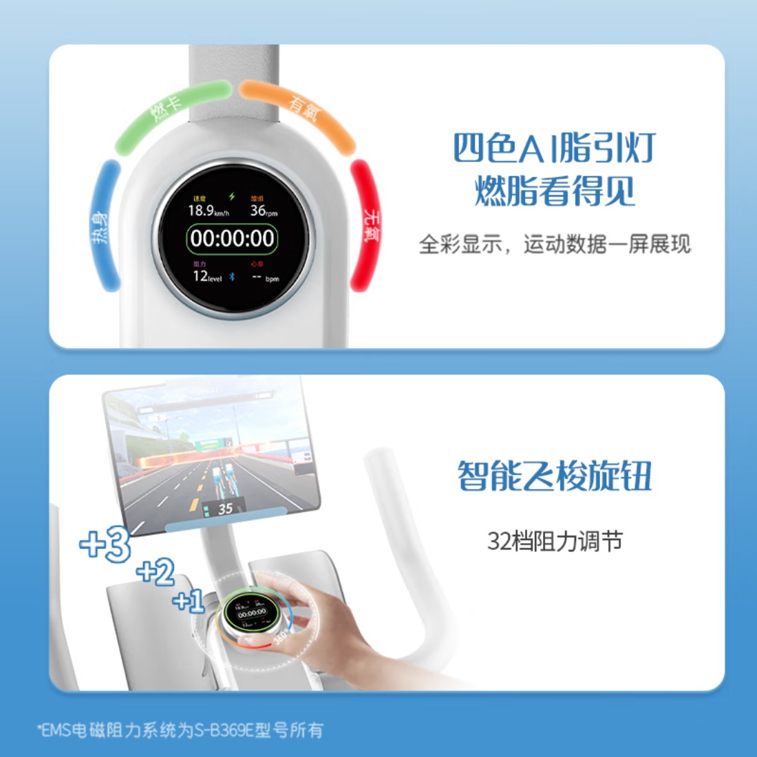 舒华(SHUA)动感单车自发电家用智能调阻运动健身器材室内静音自行车 精灵pro高清大图