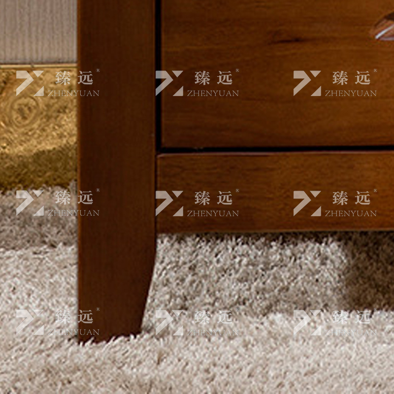 臻远 ZY4030706 床头柜胡桃色床边收纳储物柜