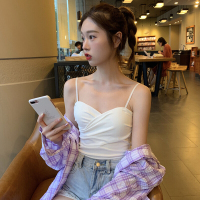 波迷娜(BOMINA)网红美背夏季心机小吊带性感百搭交叉美背吊带背心女外穿夏季白色裹胸上衣性感抹胸内搭短款打底衫色 均码