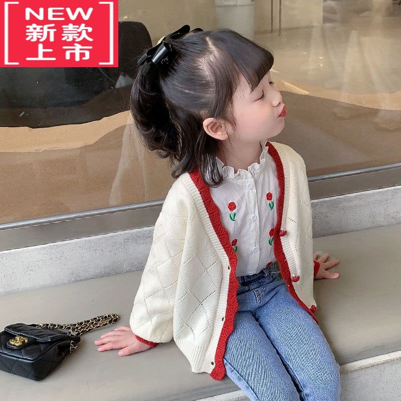 可莉允女童毛衣开衫秋季3岁小儿童春装上衣新款洋气春6宝宝针织外套春秋图片