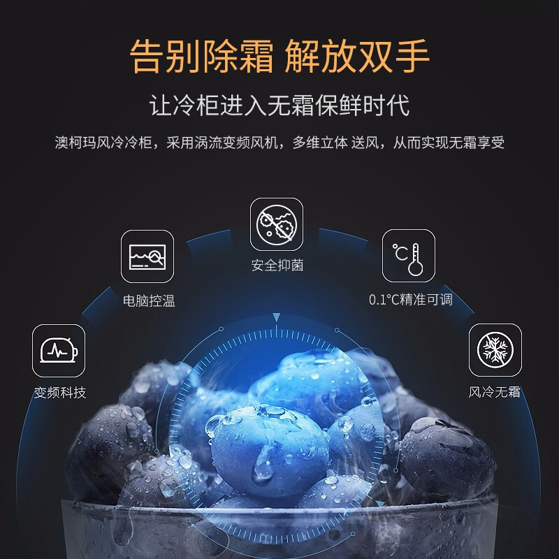 预售澳柯玛(AUCMA) 202升家用商用冰柜 风冷无霜冷藏冷冻顶开门卧式冷柜一级能效电子控温BC/BD-202WHEX