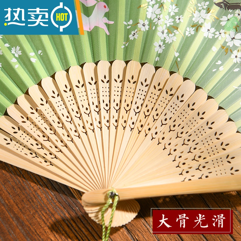 XIANCAI扇子折扇中国风古风女式旗袍汉服舞蹈学生儿童夏日随身折叠小巧扇 ♨♨♨随机款高清大图