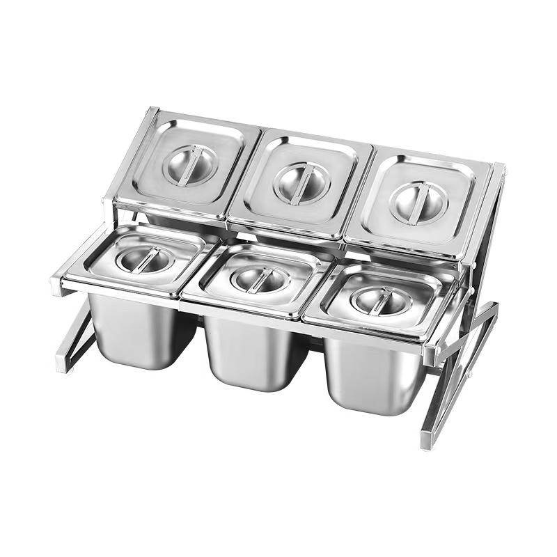 山利奥 不锈钢调料盒 多格 个高清大图