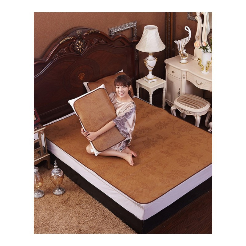 美帮汇夏季凉席三件套藤席凉席1.5m床席子0.9/1.2/1.5/2米软席 新水中花（送绑带枕套） 0.9m床