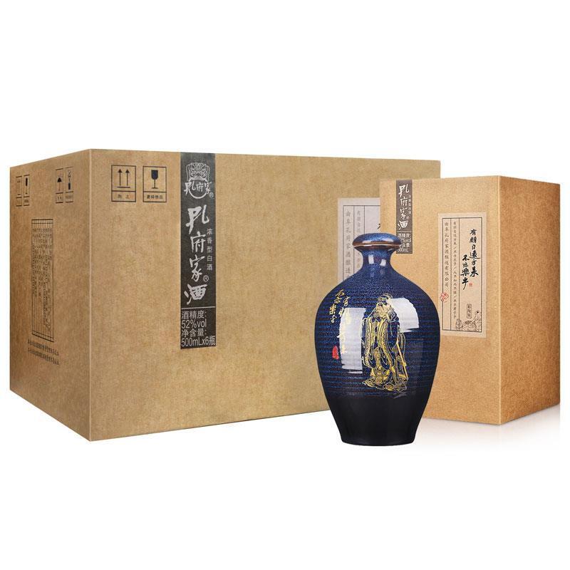 孔府家酒 彩陶 52度 500ml*6瓶 整箱装 浓香型 白酒