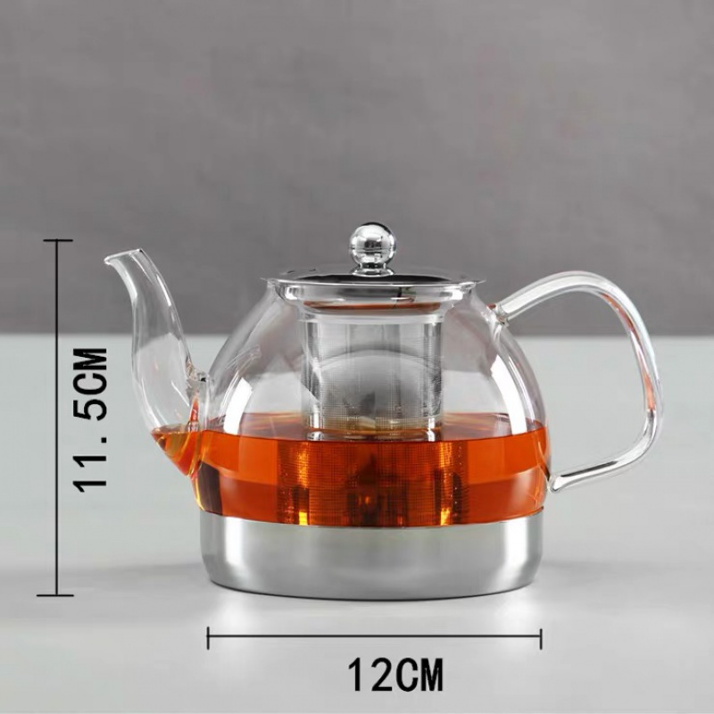 电磁炉玻璃烧水壶 玻璃茶壶带过滤网 纳丽雅电磁炉茶具平底壶燃气烧水壶 特价A款配4玻璃杯