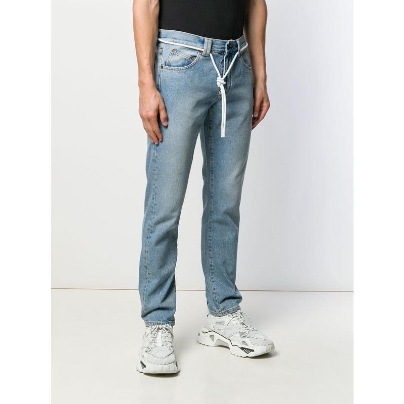 Off-White奢侈品服饰男拼接直筒牛仔裤 OMYA049F19386024-7101 流行
