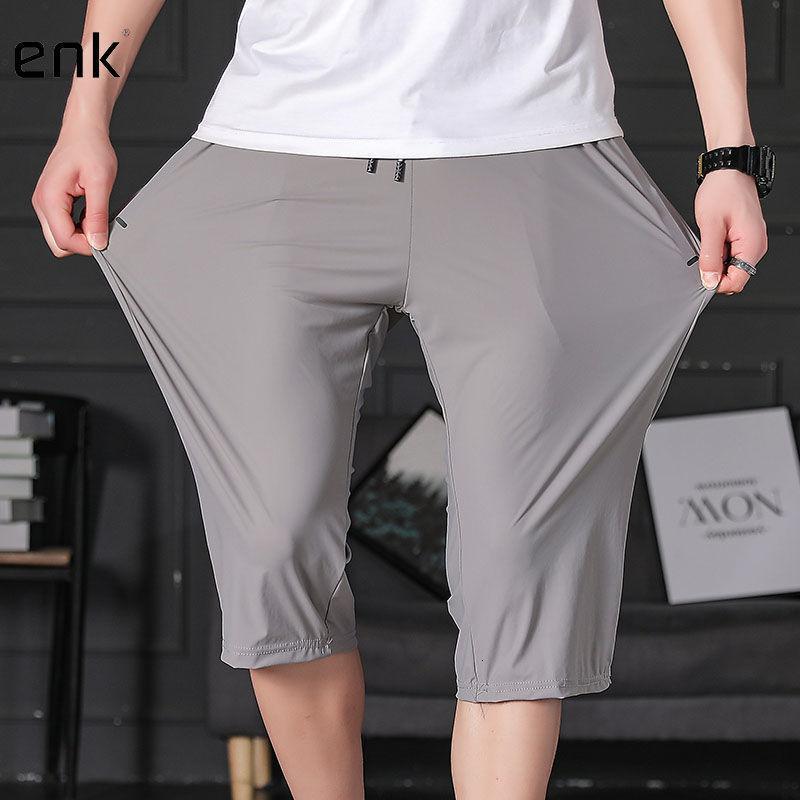 enk夏季七分裤男士超薄款加大码速干裤宽松弹力直筒运动休闲裤