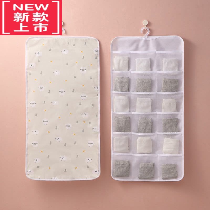 可莉允布艺杂物饰品内衣墙挂式收纳袋墙上门后大容量悬挂式透明墙壁挂袋图片
