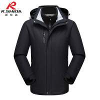 凯仕达男女外套新款三合一两件套情侣登山服带帽户外防风冲锋衣FQ1888