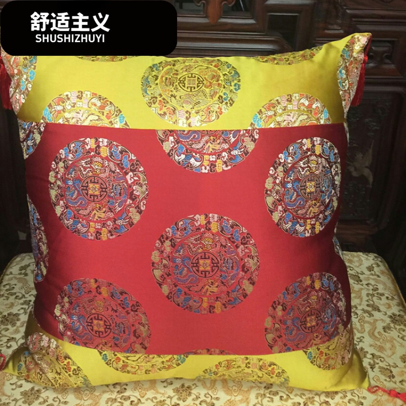 中式红木沙靠垫办公室靠包古典客厅大抱枕含芯床头汽车腰靠枕套