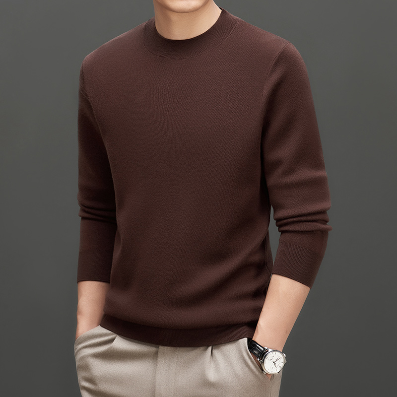 免费退换 2024春秋新款精纺加厚纯山羊绒毛衣男圆领套头针织衫大码上衣山羊绒不褪色保暖舒适全羊毛打底衫针织宽松套头毛衣 深墨绿 175