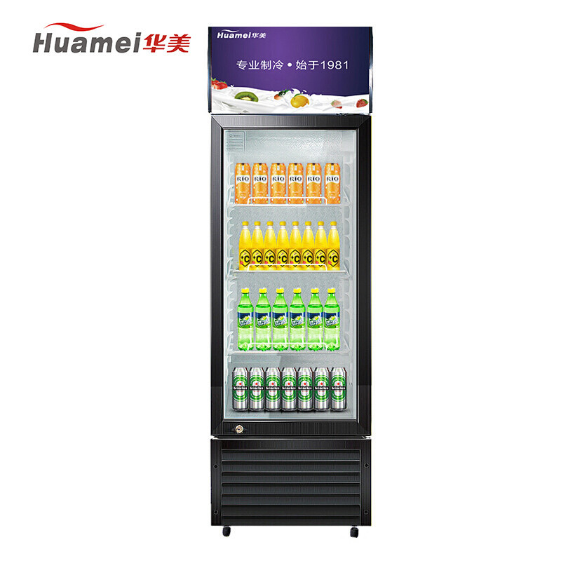 华美(huamei)LC-408k 408升单门展示柜保鲜冷藏柜 铜管 立式商用 冰柜单门饮料柜 啤酒冷藏柜冰吧 侧开门