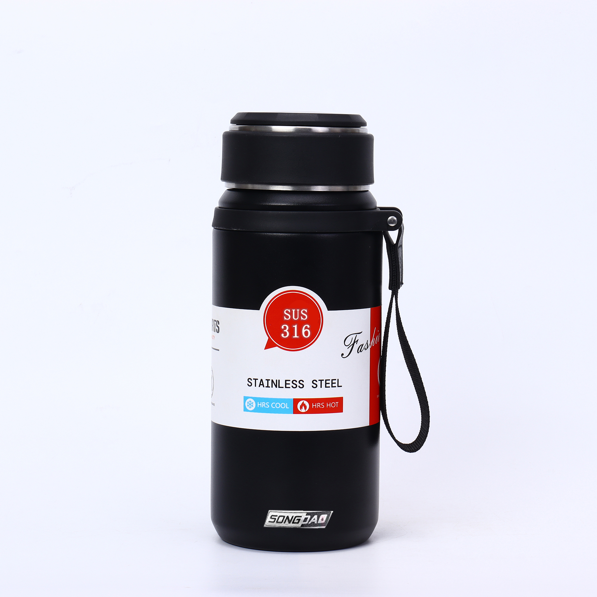 松道保温杯 大容量登山运动水壶水杯黑色800ML高清大图