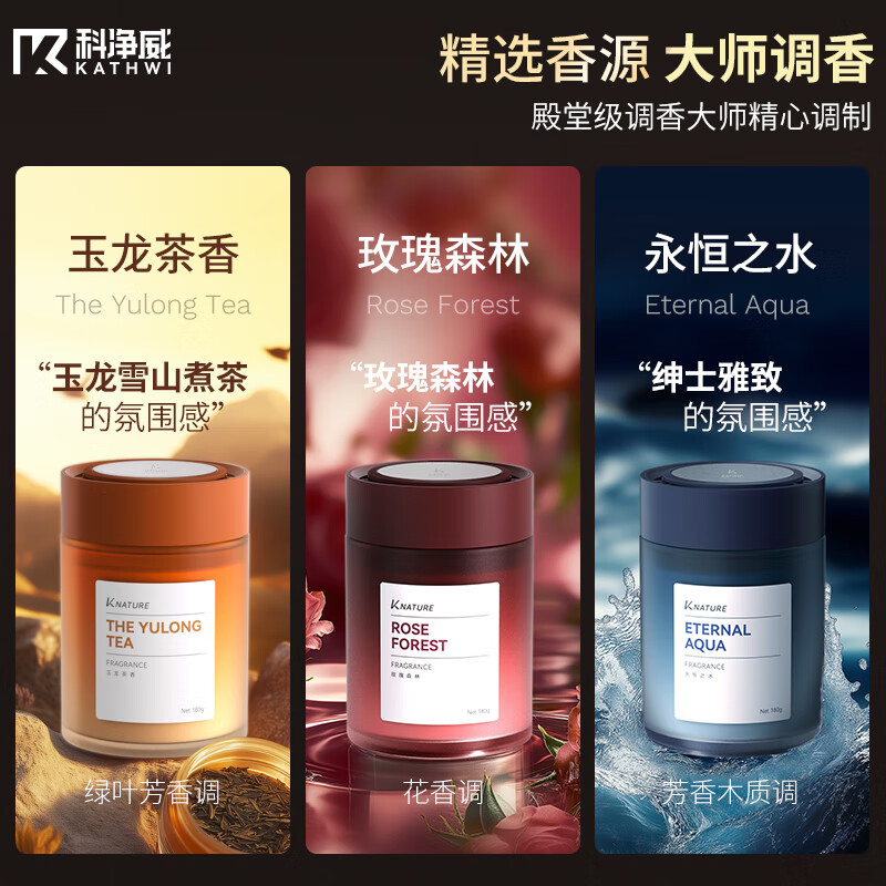 科净威车载香薰2025新款汽车香水香氛香膏固体持久除臭除异味除甲醛杀菌 玉龙茶香3瓶装高清大图
