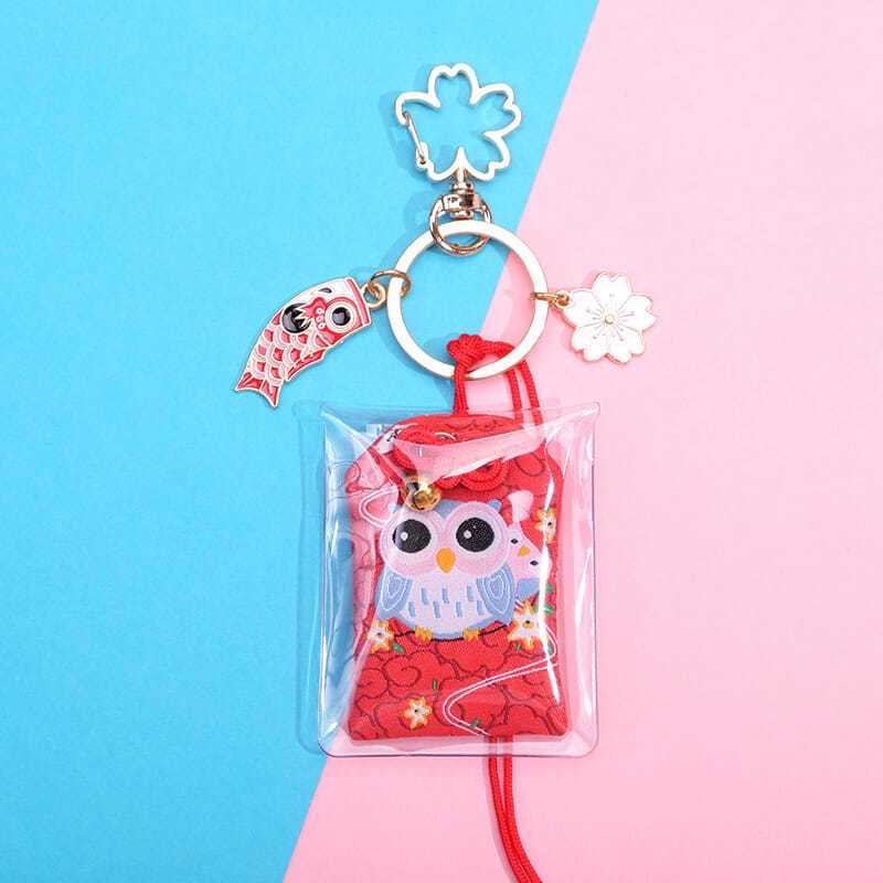 创意日系和风樱花锦鲤御守钥匙扣包挂件祝福婚礼礼物学生情侣 锦鲤守