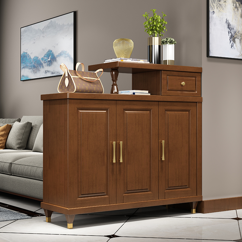 青木川 实木鞋柜双面酒柜家用一体靠墙矮柜客厅餐厅隔断屏风柜玄关柜