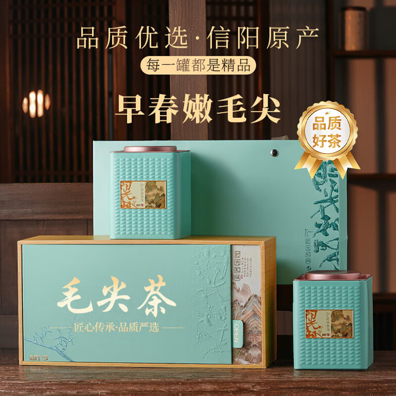 天洲溪天洲溪绿茶毛尖天洲溪绿茶 信阳毛尖 新茶明前新茶嫩芽 茶叶礼盒装新老包装 随机发货