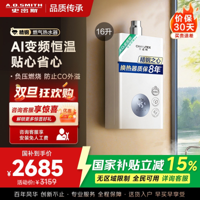 史密斯（A.O.Smith）佳尼特16升燃气热水器JSQ31-TC1