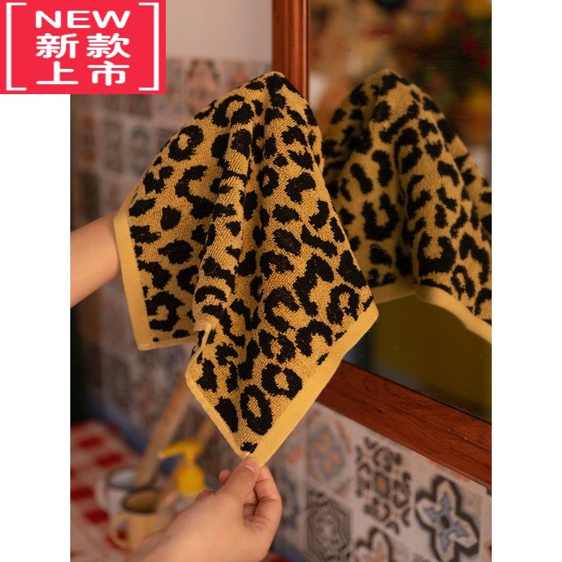 可莉允复古豹纹小方巾女洗脸高级儿童小毛巾加厚擦手吸水图片