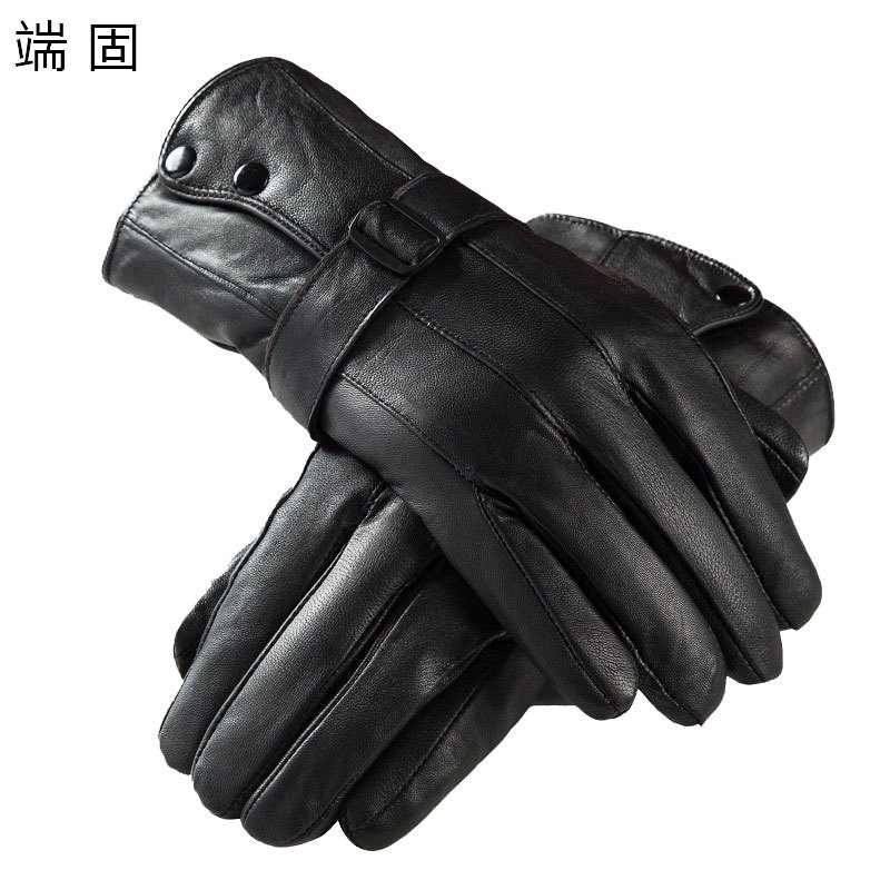 端固加绒羊皮保暖防寒手套D22T/副