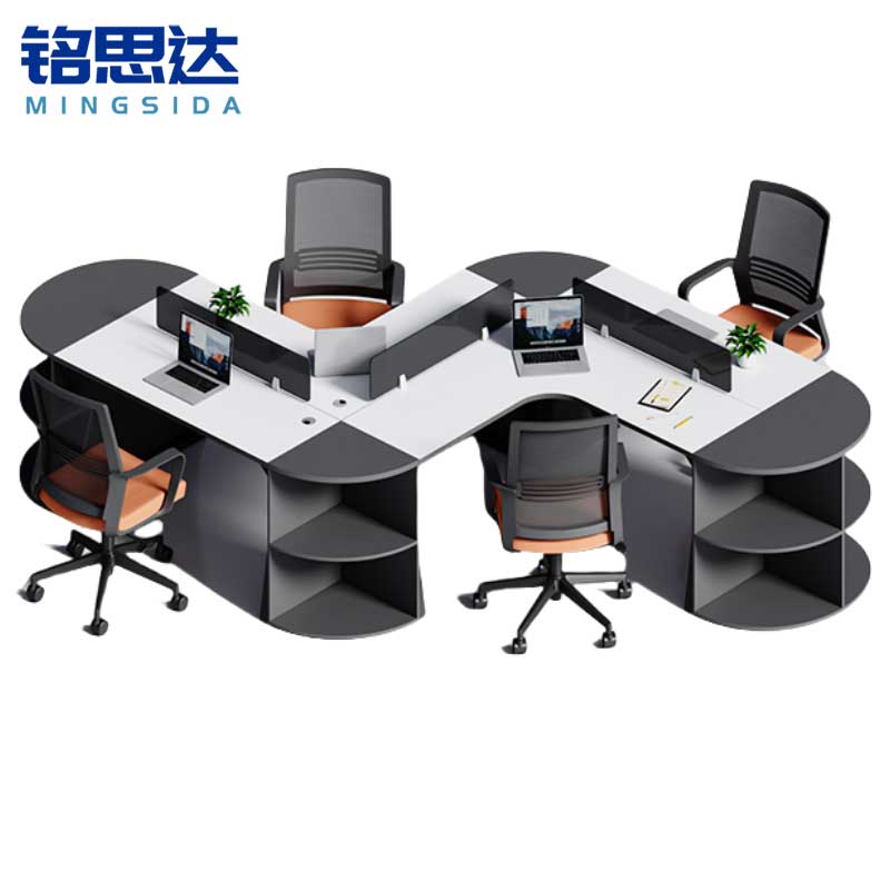 铭思达屏风工位四人位含柜椅套高清大图