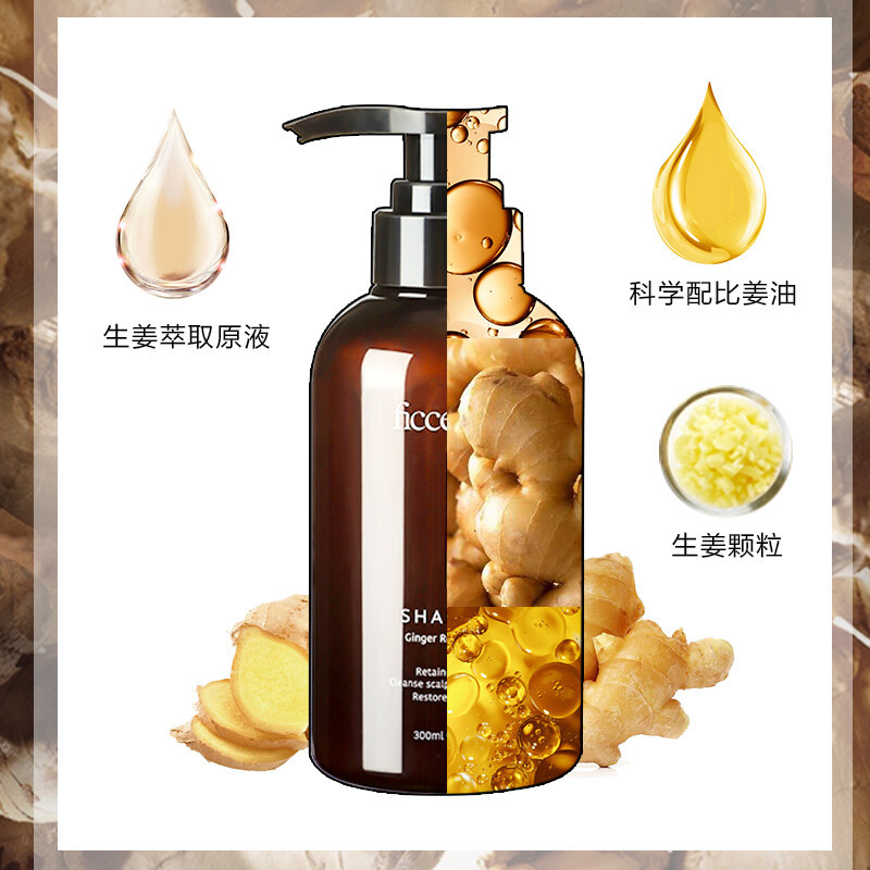菲诗蔻FicceCode澳洲进口生姜洗发套装洗发水300ml*2+发膜300ml 强韧健发无硅油控油保湿