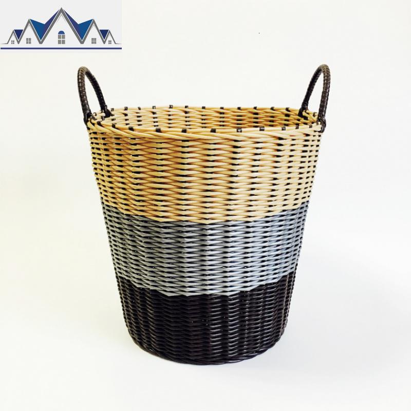 楼分隔收放装衣衣衣篓置物框田园风收纳桶装脏衣服娄脏衣篮大号 三维工匠收纳篮 42CM高XXL棕灰米