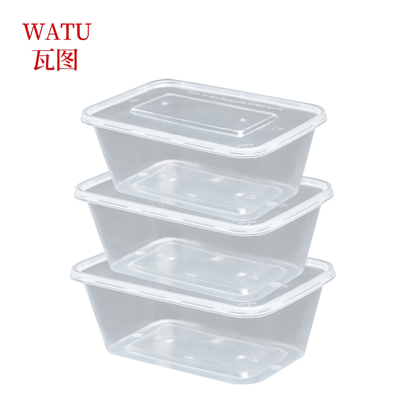 瓦图 一次性饭盒快餐外卖打包盒PP塑料餐盒方形1000ml 300个装高清大图