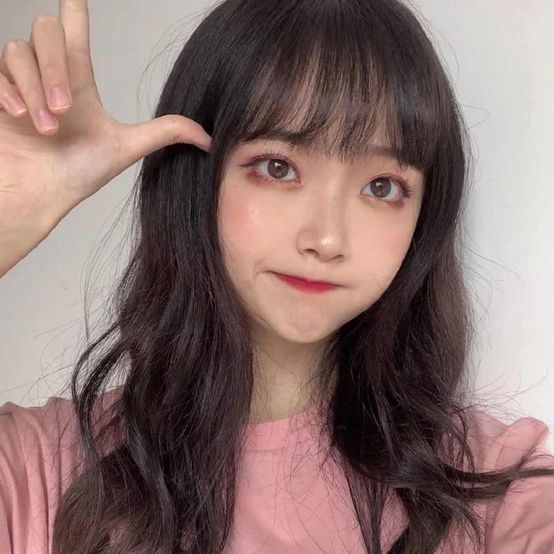 韩国假发女生空气刘海长卷发粉色大波浪蓬松逼真自然圆脸全套头式黑色