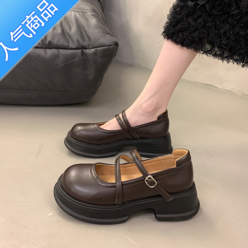 SUNTEK玛丽珍小皮鞋女夏季2023新款粗跟温柔风配裙子单鞋法式乐福鞋春秋高清大图