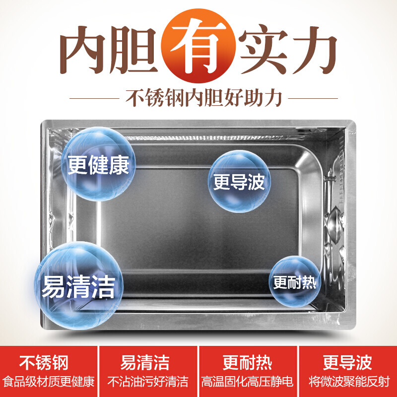 格兰仕微波炉G80F25YaSXLVIIN-R6(B1) 光波炉 变频微烤箱一体机25L大容量大功率家用不锈钢内胆高清大图