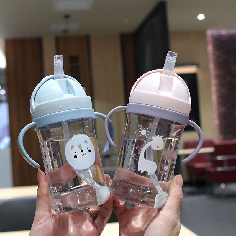 儿童吸管杯宝宝重力球喝水杯防呛婴幼儿可爱萌手柄水瓶耐摔学饮杯 250ml350ml通用吸嘴三个 [防呛重力球吸管杯]