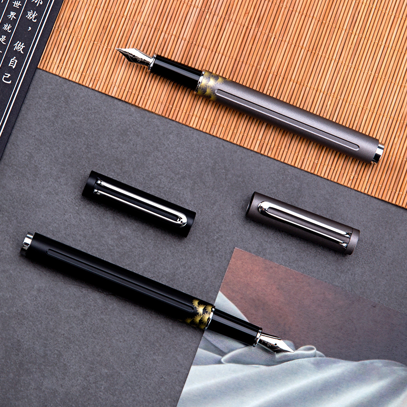 n9荧荧系列f笔尖钢笔铱金笔办公墨水笔签字笔姑苏灰色新中国风原创