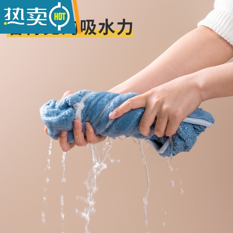 敬平干发帽女吸水速干包头巾帽2021新款干湿帽头发吸水擦头毛巾 加厚新款兔耳朵 宝石蓝