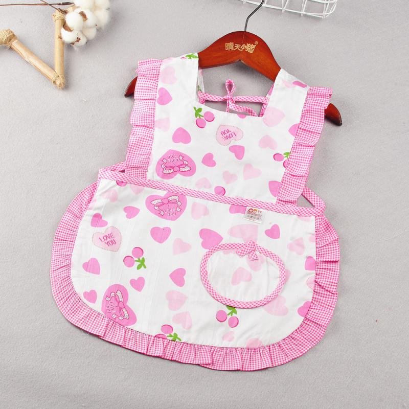 罩衣儿童吃饭衣围兜女宝宝围裙防水防脏无袖纯棉小孩饭兜婴儿罩衫