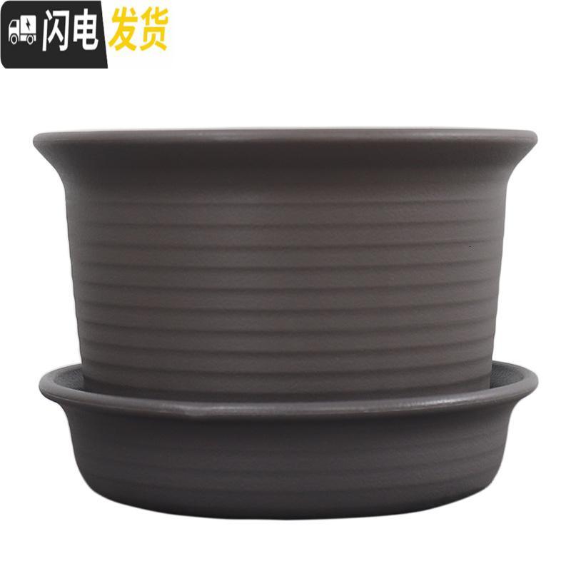 三维工匠花盆塑料带底托盘底座多肉盆栽绿萝仿陶瓷花盆 5号中钵盆+托(砖红色) 中等花盆容器