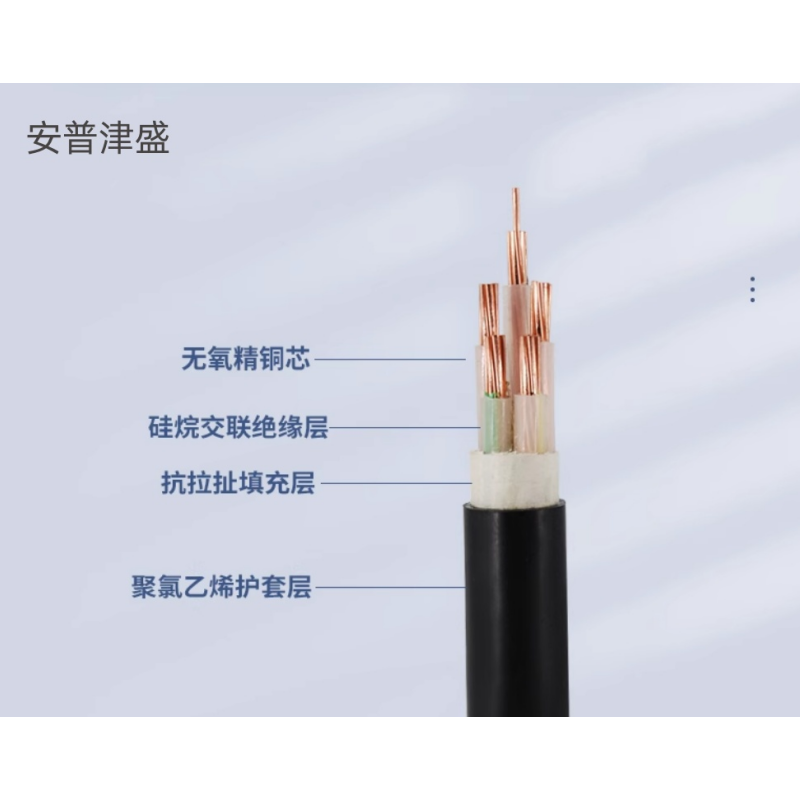 安普津盛 铜芯电力电缆YJV3*10+2*6mm 0.6/1kv 米高清大图