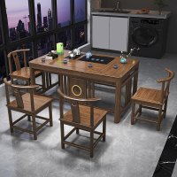 布欧格新中式阳台实木小户型茶桌 1米明月桌+4月牙【小石盘】 畅销款