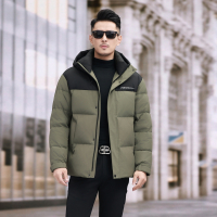 白鸭绒男士羽绒服冬装厚款连帽面包服羽绒服休闲外套冬羽绒服真皮皮衣男士连帽青年冬季加厚保暖外套鹅绒羽绒服 绿色羽绒服 175-L