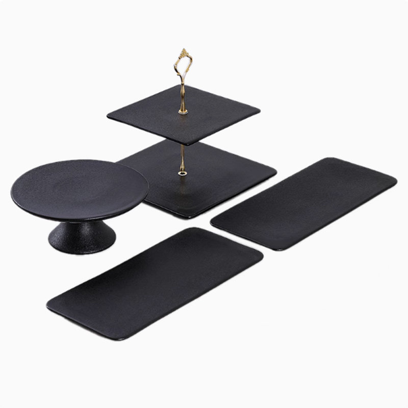 智美环球 下午茶点心托盘 晶碳金冠平板4件套