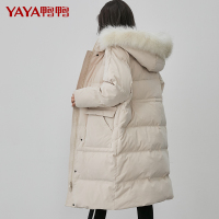 鸭鸭羽绒服女中长款新款韩版时尚连帽鸭绒时尚