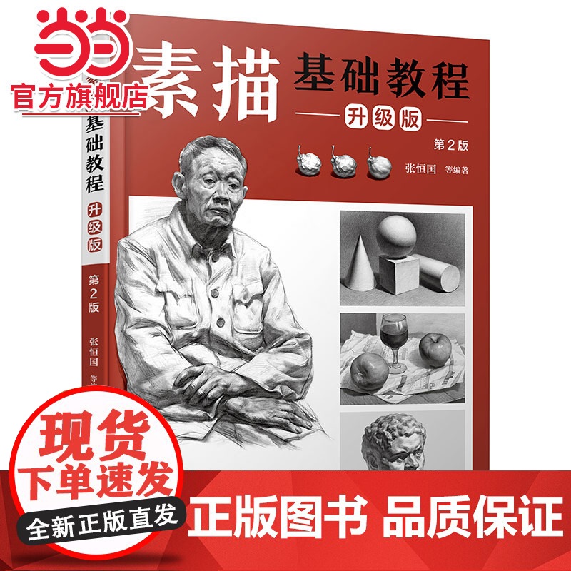 素描基础教程 升级版 第2版 零基础素描自学入门新手速成教程书 素描几何石膏人像画法图文详解 美术生素描考试详解 经典案高清大图