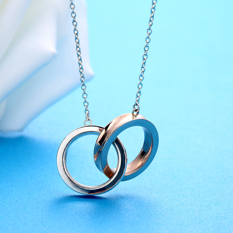 TIFFANY&CO.蒂芙尼1837双环扣吊坠项链S925银和Rubedo®金属 35672095高清大图