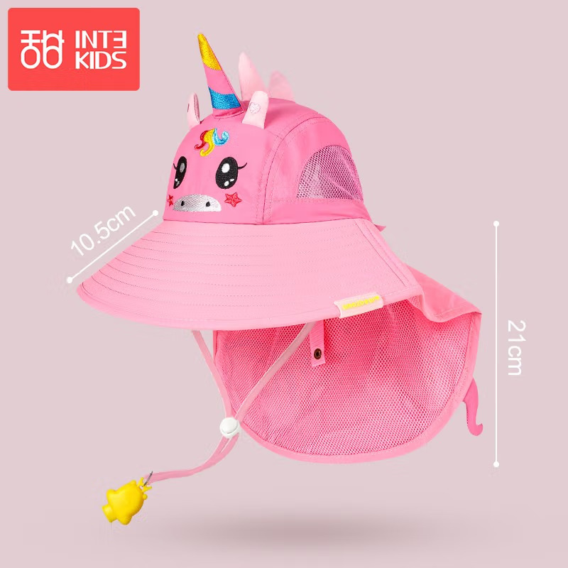 甜甜仔儿童披肩遮阳帽防晒帽宝宝遮阳帽女童渔夫帽男童太阳帽夏季沙滩帽子防紫外线高清大图