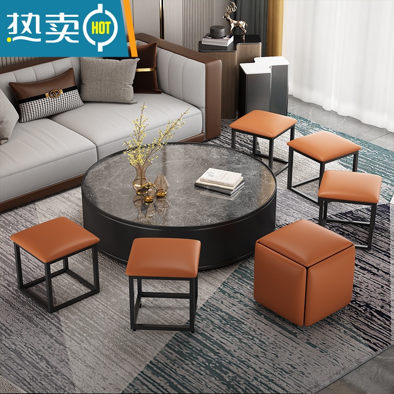 敬平五合一茶几矮凳子组合多功能餐椅可叠放省空间沙发客厅魔方收纳凳高清大图