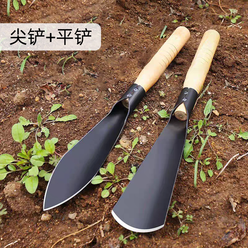 种菜神器锰钢小铲子种花养花种菜工具挖野菜花卉除草挖土怀炉套 升级款锰钢2件套尖铲+平铲