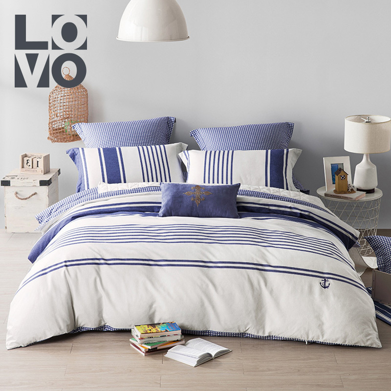 LOVO家纺床品四件套 全棉斜纹 美式经典 精致绗缝 床上用品纯棉床单被套枕套其他 1.5/1.8米床 瑞伊